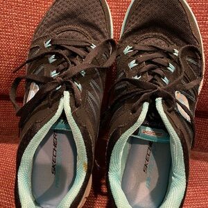 Skechers Women's Black and Aqua Sneakers